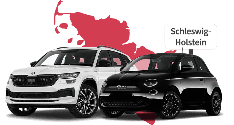 Ein Skoda und ein Fiat mit Schleswig-Holstein Hintergrund Ein Skoda und ein Fiat mit Schleswig-Holstein Hintergrund