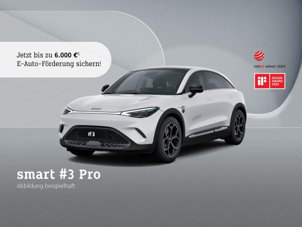 smart #3 Pro MY27❗️inkl. 6.000€ E-Prämie Anzahlung¹⚡(130kW/Pano/Navi/LED/360°/19Zoll/V2L/smart-Pilot)
