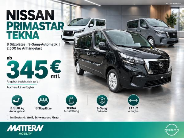 Nissan Primastar NISSAN Primastar TEKNA | 170 PS | 9-G-Automatik | 8-Sitze| Navi+Rückfahrkamera | Sitzheizung | 345 €
